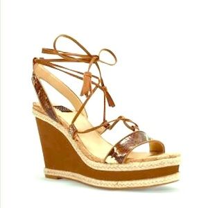 WHBM Exotic print lace up wedge